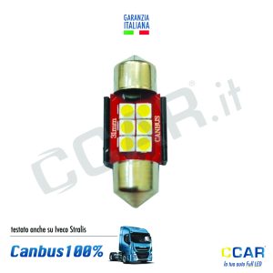 Luci LED Siluro Festoon 24V lunga 31mm CCAR lampadine led siluro festoon 24v camion truck iveco stralis