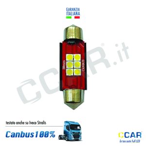 Lampade LED Festoon 24V lunga 39 mm CCAR Luci led siluro festoon fanali camion truck iveco stralis