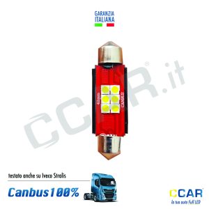 Luci LED Siluro 24V lunga 41 mm CCAR lampade led siluro festoon canbus 24v camion truck iveco stralis camper furgone fanale led bulbo siluro festoon 24v