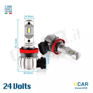 Lampade LED H8 H11 H9 24V CCAR camion truck furgone camper ivec fiat peugeot man scania volvo mercedes peugeot opel renaut