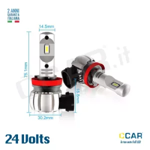 Lampade LED H8 H11 H9 24V CCAR camion truck furgone camper ivec fiat peugeot man scania volvo mercedes peugeot opel renaut