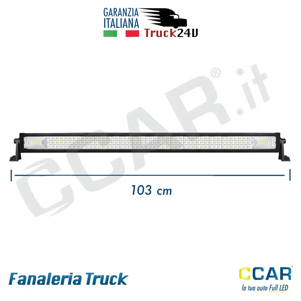 Barra a LED 12V 24V CCAR adatta per fuoristrada, quad, camion e macchine industriali (trattori, pale meccaniche e escavatori), con staffe di supporto regolabili 103 CM