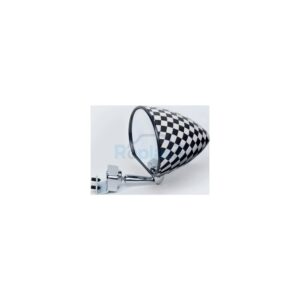 Retrovisore Scacchi Bianco e Nero con Finitura (LUCIDA) con Attacco (A MORSETTO) Fiat 500 F / L / R 1965>1975 - RE029840