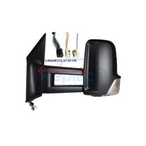 Retrovisore Elettrico Sinistro Braccio Lungo 27.5 CM Nero 9 PIN 3 Connettori Termico con Fanalino Integrato Mercedes-Benz Sprinter (W907) 2018> - RE035460