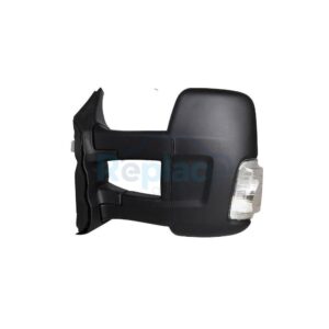 Retrovisore Manuale Destro Braccio Lungo Nero 2 PIN Vetro Convesso con Fanalino Integrato (5W BIANCO) Ford Transit (F3/FCD/FDD/FAD/FED) 2013>2019 - RE035810