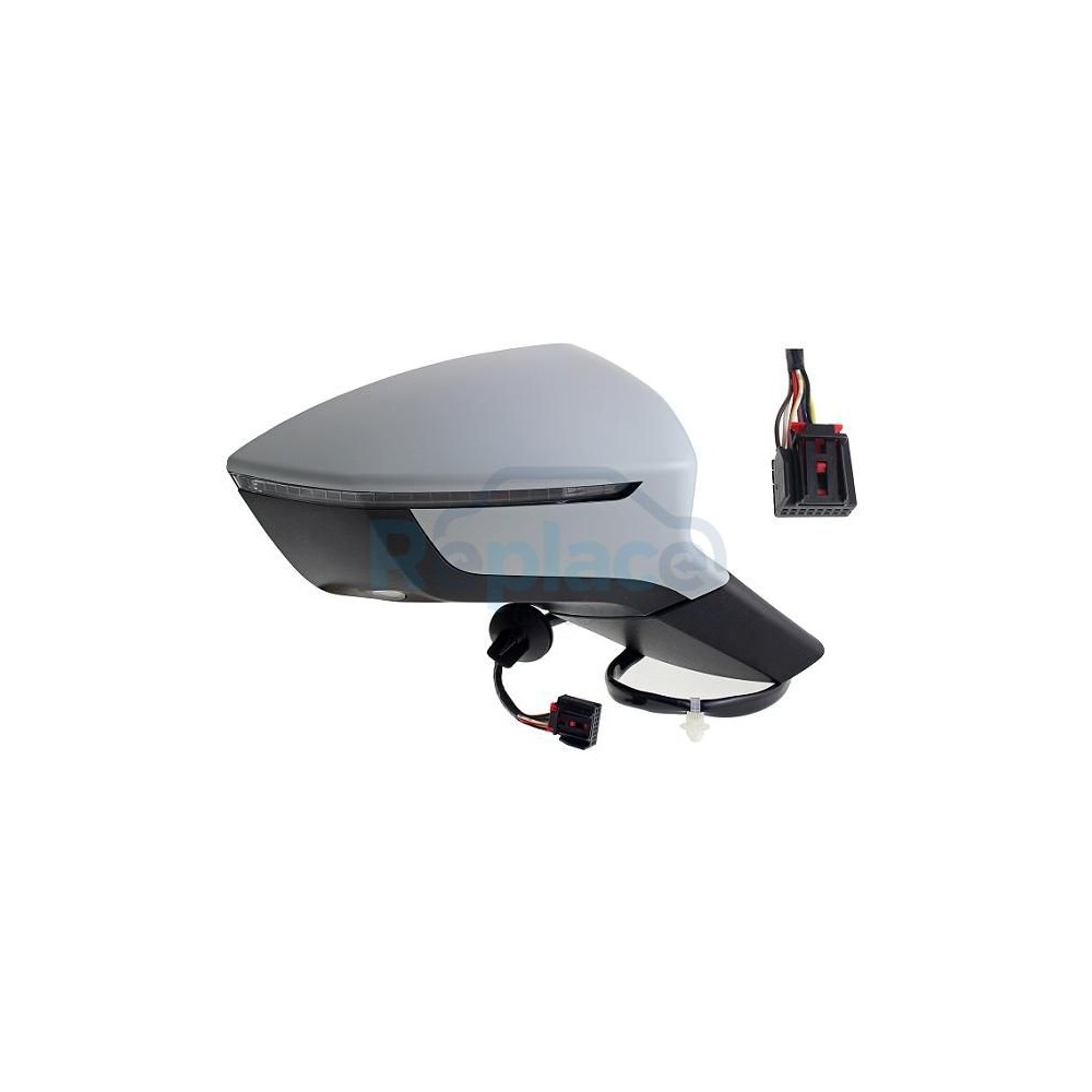 Retrovisore Elettrico Destro 9 PIN con Primer Termico Vetro Convesso Richiudibile Elettricamente con Fanalino Integrato con Luce di Cortesia Seat Ateca (KH7/KHP) 2016>2020 - RE039200 - OE 576857508AC9B9